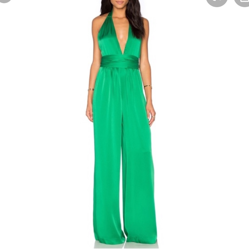 Rachel Zoe emerald green silk jumpsuit